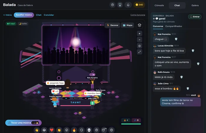 O TaunT por dentro: seis amigos na Balada da turma, um clipe no telão e a conversa rolando